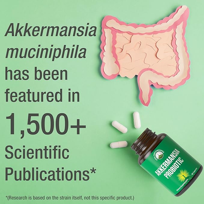 Peak Performance Akkermansia Probiotic to Increase GLP-1 Production - Ultra High Strength Akkermansia Muciniphila Live Strain with Prebiotic Fiber for Gut Health - Delayed Release 3rd Party Tested