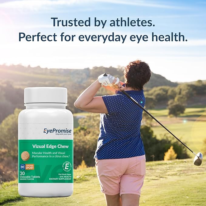 EyePromise Vizual Edge Supplement - 30 Chewable Tablets 30-Day Supply Citrus Flavor - AREDS 2 Eye Vitamin with 20mg Zeaxanthin &amp 10mg Lutein for Macular Support and Vision Health