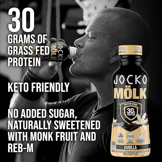 Jocko Fuel Mölk RTD Protein Shakes Bundle - Vanilla &amp Sweet Cream Coffee (Pack of 24)