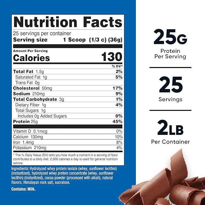 Nutricost Hydrolyzed Whey Protein Powder (Chocolate) 2 LBS - Whey Protein Hydrolysate 25g of Protein GMO-Free Gluten-Free