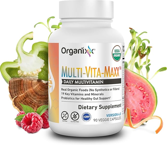 Organixx Magnesium 7 (60 Caps) &amp Multi-Vita-Maxx (90 Caps) Bundle USDA Organic Multivitamin with 19 Vitamins &amp Minerals Bioavailable Magnesium Supports Energy Vegan &amp Non-GMO