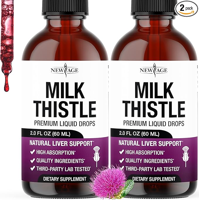 Milk Thistle Liquid Drops – All Natural Milk Thistle Extract with Silymarin – High Absorption – Non-GMO Gluten-Free – 4 oz