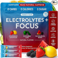 Keto Vitals Super Focus Drink Mix with Electrolytes &amp Caffeine Powder Packets - Nootropic Brain Support Supplement for Energy and Focus - Includes Lions Mane L Tyrosine &amp Rhodiola - 30 Servin