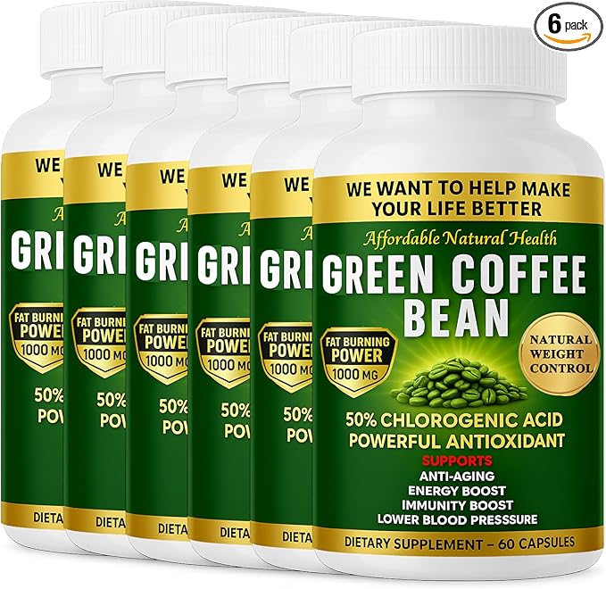 Green Coffee Bean Extract 100% Pure Green Coffee Bean Capsules 50% Chlorogenic Acid 1000 mg Strength 360 Capsules 12 Month Supply Non-GMO and Gluten Free Traditional Herbal Supplement