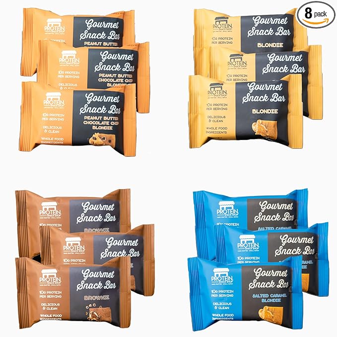 Gourmet Protein Brownie &amp Blondie Bars | High Protein Gluten-Free Honey-Sweetened No Seed Oils or Preservatives – Protein Snack Shop (8 Variety)