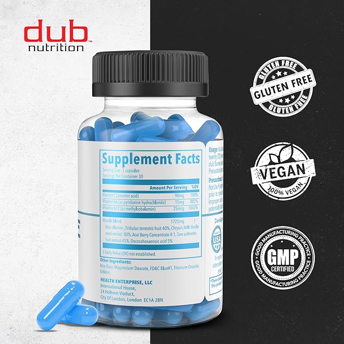 Muscle Supplement - Milk Thistle Beta Alanine Acai Vitamins B6 and C - Supports Recovery Strength and Wellness - 90 Capsules