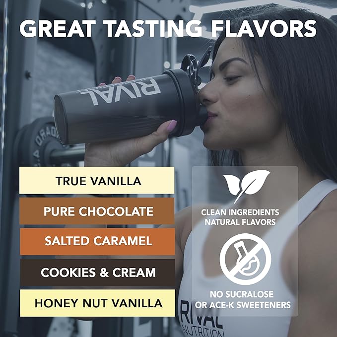 RIVAL NUTRITION Clean Rival Whey – 10LB Pure Chocolate – 100% Whey Protein Powder Whey Isolate Primary Source | 25g Protein Muscle Gain/Recovery | All Natural No Artificial Ingredients- 136 Servings