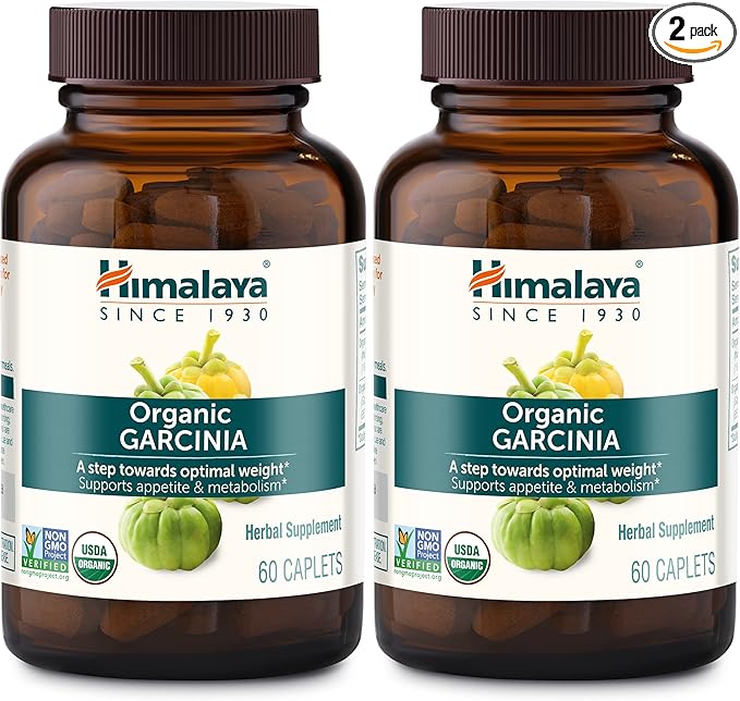 Himalaya Organic Garcinia Cambogia Herbal Supplement Appetite Support Lipid Metabolism Weight Support USDA Organic Non-GMO Vegan 600 mg 60 Plant-Based Caplets 2 Pack