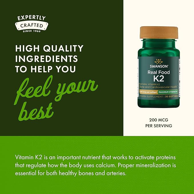 Swanson Maximum Strength Vitamin K2 (MK-7) Bone and Heart Health Supplement for Adults Over 50 Seeking Calcium Regulation - 200 mcg from Japanese Natto (30 Softgels 3 Pack)