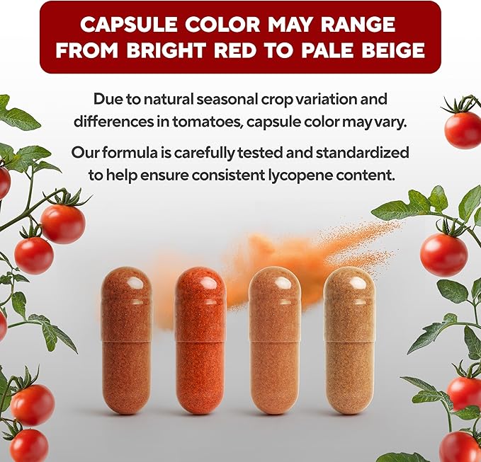 Lycopene Supplements for Men – USA Made Prostate Supplements for Men with Natural Tomato Extract – Non-GMO Lycopene Supplement for Normal Prostate Skin &amp Antioxidant Support – 120 Count