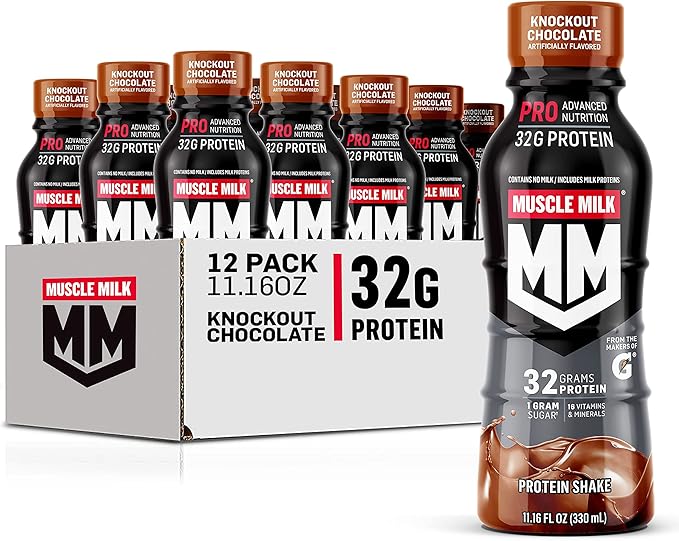 Muscle Milk Pro Series Protein Powder Supplement Knockout Chocolate 5 Pound &amp Pro Advanced Nutrition Protein Shake Knockout Chocolate