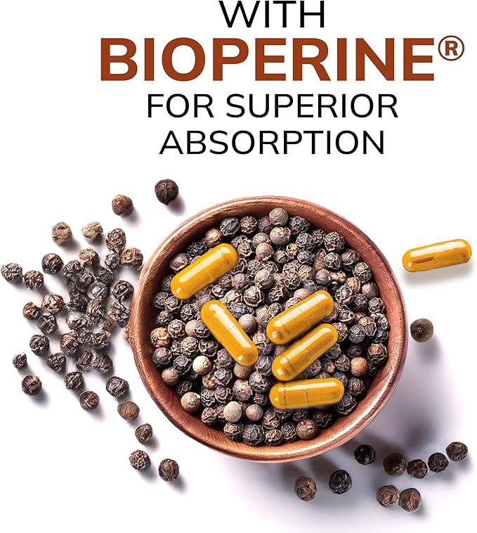 aSquared Nutrition Turmeric Curcumin 1600mg with BioPerine Black Pepper Extract - 180 Capsules with 95% Curcuminoids 100% Natural Tumeric Root Powder Supplements Natural Joint Stiffness Relief Pills