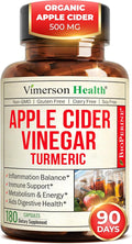 Organic Apple Cider Vinegar with Turmeric Curcumin Supplement &amp Ginger for Digestive Health Metabolism Energy &amp Joint Support – Organic Turmeric &amp Apple Cider Vinegar Capsules – 180 Vega