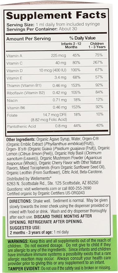 Wellements Organic Multivitamin Baby Drops Gluten Free 1 Fluid Ounces (Pack of 3)
