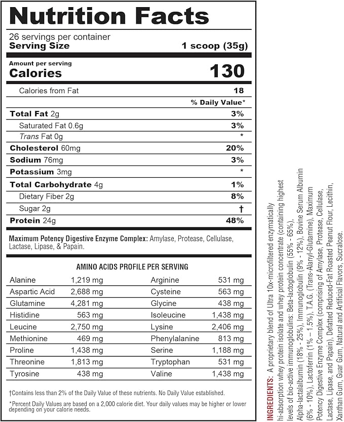 Metabolic Nutrition Protizyme 100% Whey Protein Powder High Protein Low Carb Low Fat Whey Protein Digestive Enzymes 24 Essential Vitamins and Minerals Butter Pecan Cookie 2 Pound (26 ser)