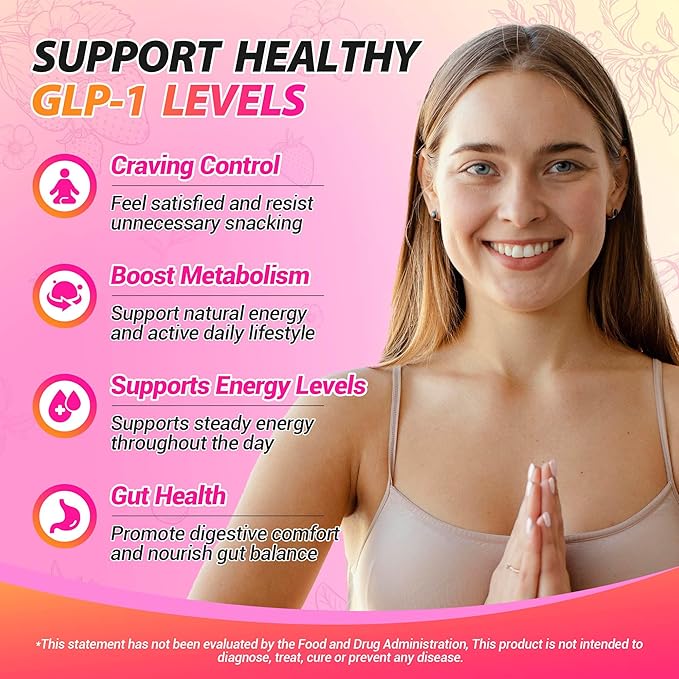 Cutting Drink Mix – GLP-1 Drink Mix with 5-HTP Yerba Mate &amp Magnesium FOS | Supports Satiety Signaling Energy &amp Gut Health | Strawberry Açaí Flavor – 30 Servings