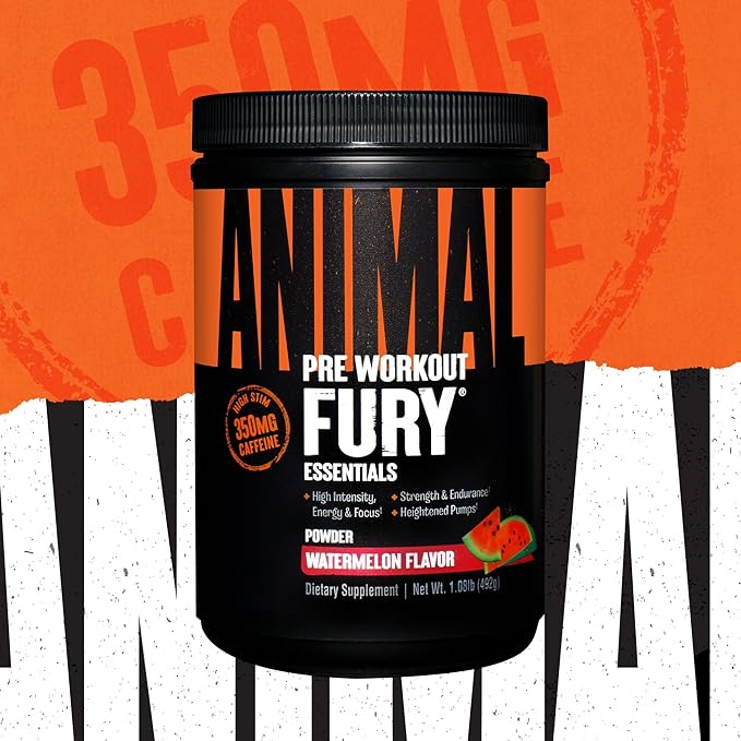 Animal 100% Whey Protein Powder Vanilla 4lb Bundle Fury Pre Workout Powder Supplement Watermelon 16.96oz