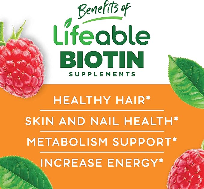 Lifeable B Complex Kids + Biotin Kids Gummies Bundle - Great Tasting Vitamin Supplement Gluten Free GMO Free Chewable Gummy