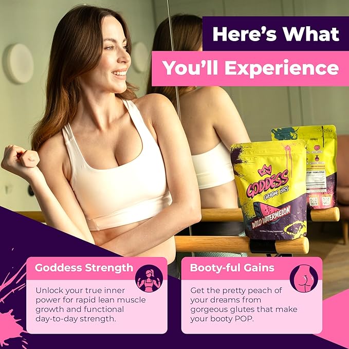 Primal Queen Goddess Creatine Gummies – Low-Sugar Chewable Creatine for Women | Booty and Muscle Builder Faster Recovery Strength | High-Potency Wild Watermelon Flavor – 150 Bites (5g per Serving)
