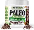 Paleo Perfection Double Chocolate Grass Fed Beef Collagen Protein Powder without Stevia - Paleo Keto SCD AIP Protein Powder w/ Apple Fiber Carrot Broccoli - 1lb Protein Powder &amp Superfood Ble