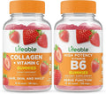 Lifeable Collagen &amp Vitamin C + Vitamin B6 Gummies Bundle - Great Tasting Vitamin Supplement Gluten Free GMO Free Chewable Gummy