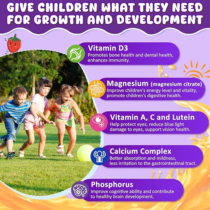 1 Pack Kids Calcium Gummies + 1 Pack D3 K2 Gummies Vitamin D3 10000 IU + K2 (MK7) 120mcg