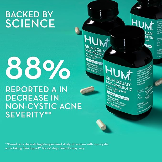 HUM Full Skin Detox Daily Cleanse -Proboitics for Skin Problem Acne Breakouts Includes Organic Algae Detoxifying Herbs