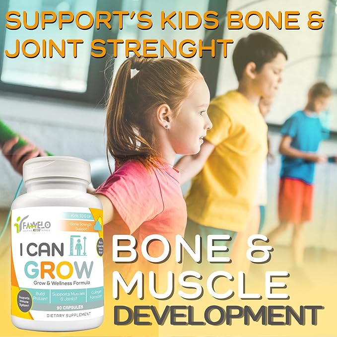 I Can Grow Day-Time for Kids 10+ &amp Teens | Growth &amp Development Support with L-Arginine Colostrum Calcium D3 Magnesium Zinc | Bone Strength Focus | 90 Capsules