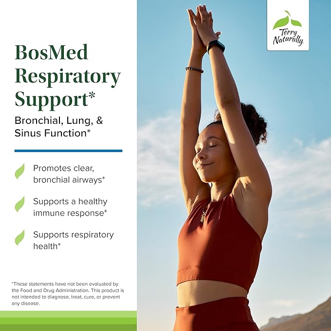 Terry Naturally BosMed Respiratory Support - Respiratory Support Supplement - Herbal Supplement for Lung Support - Healthy Lung Supplement for Clear Bronchial Passages - 60 Softgels