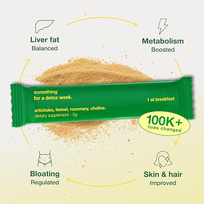Something for a Detox Week Every Day Liver Cleanse Powder Stick Packs Natural Supplement with Artichoke Choline zinc and inositol. Maintains Normal Liver Function and Supports detoxification