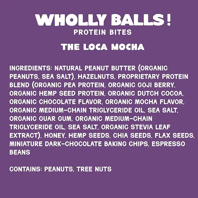 Wholly Balls Protein Bites – Healthy Plant-Based Snack | High Protein Low Sugar Gluten-Free Energy Balls (Pack of 3 Loca-Mocha)