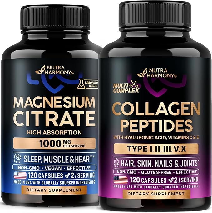NUTRAHARMONY Collagen Peptides &amp Magnesium Citrate Capsules