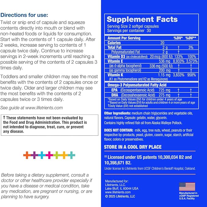 Lifetrients Speak+d Twist-Off Softgels – Natural Orange – 60 Softgels – Pediatrician Formulated to Support Children with Special Nutritional Requirements – Enhanced with Omega-3 Vitamin E’s &amp D3