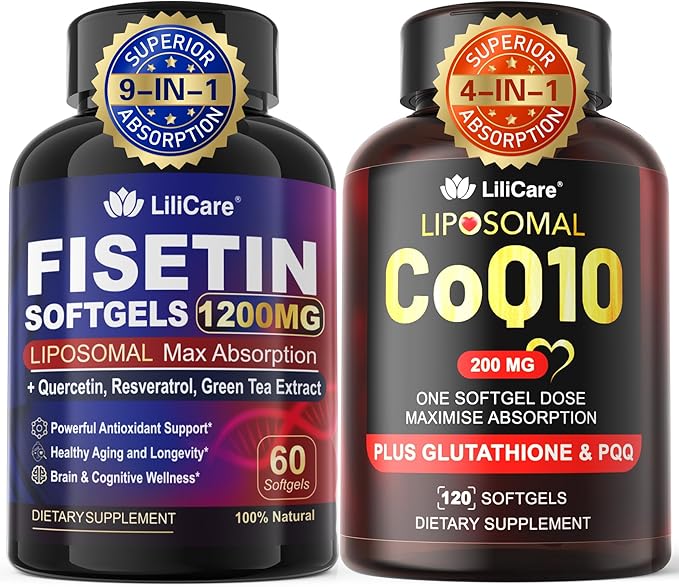 1Pack Liposomal Fisetin Softgels 1200mg + 1Pack Liposomal CoQ10-200mg Softgels
