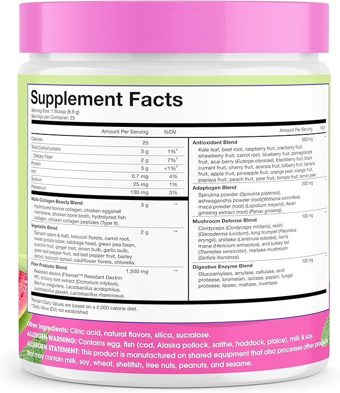 Obvi Collagen Greens - Collagen Greens Powder for Overall Wellness - Nutrient-Rich Superfood Blend - Healthy Digestion - Radiant Skin - Pink Guava - 7.8 oz (25 Servings)