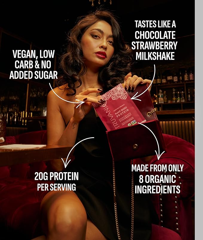 Truvani Vegan Pea Protein Powder | Chocolate Strawberry | 20g Organic Plant Based Protein | 20 Servings | Keto | Gluten &amp Dairy Free | Low Carb | No Added Sugar