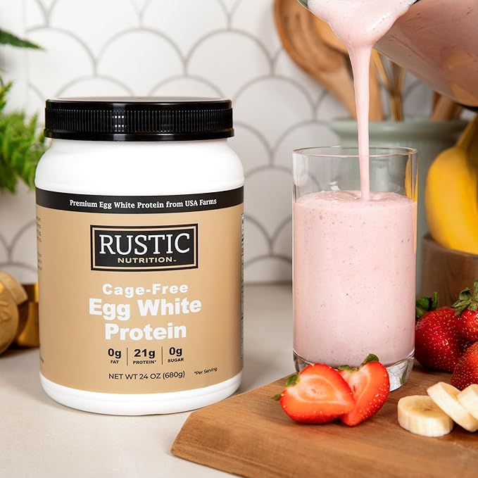 Premium Cage-Free Egg White Protein Powder USA-Sourced 21g Protein Humanely-Raised 0g Fat 0g Sugar 0g Cholesterol (Unflavored 24 Oz)