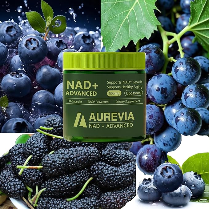 Aurevia NAD Advanced Supplement Aurevia NAD+ Advanced 500mg Liposomal for Energy &amp Cellular Health - Women &amp Men 60 Capsules (1pcs)