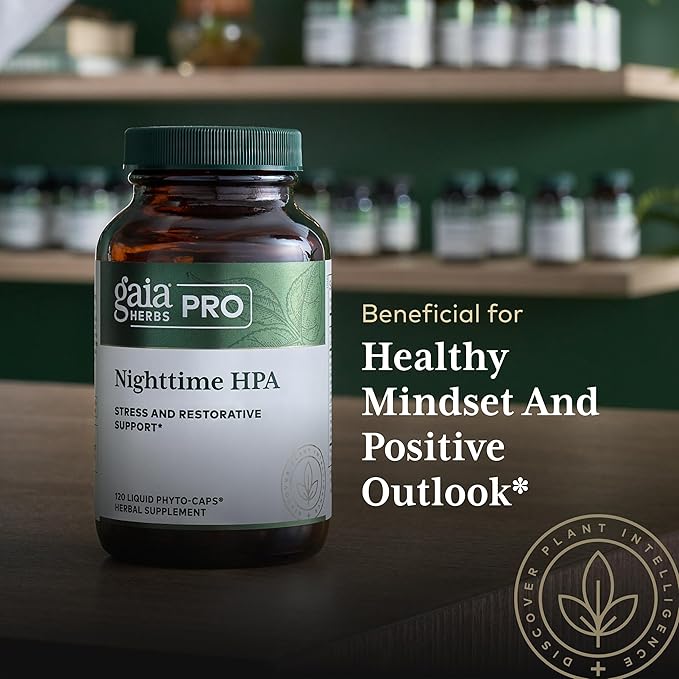 Gaia Herbs Pro Nighttime HPA - Restorative &amp Healthy Sleep Support Supplement* - Relaxation Support Supplement* with Ashwagandha Root Extract &amp Cordyceps Mushroom - 120 Liquid Phyto-Caps (60 S
