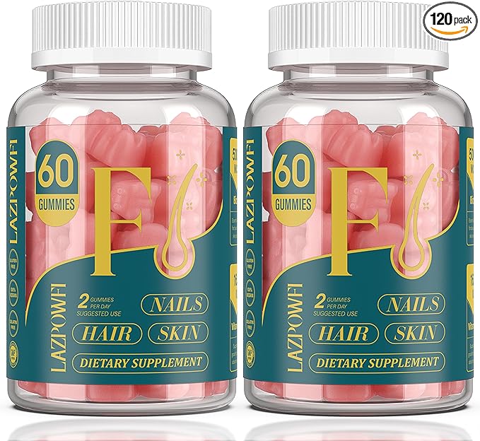 Biotin Gummies -Hair Skin and Nails Vitamins for Men &amp Women Vegan Vitamin B7 Supports Hair Growth and Stronger Nails60 Day Supply-Raspberry-2 Pack