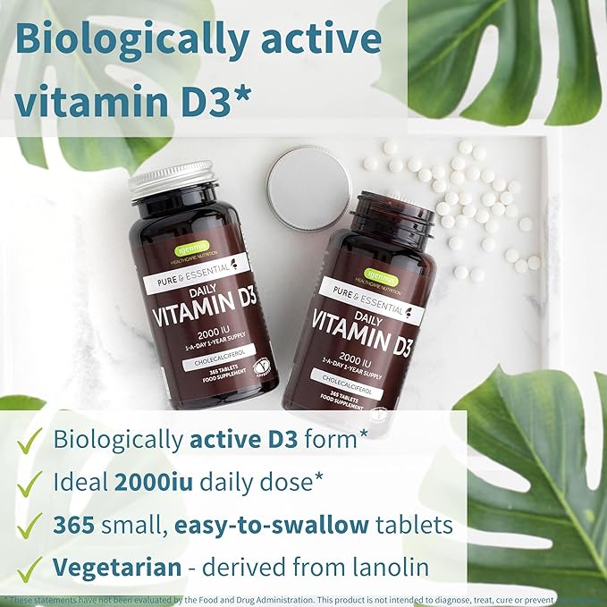 Igennus Daily Vitamin D3 + High Strength Triple Vitamin K Complex 2000iu Cholecalciferol + 2700mcg Advanced Bioactive Vitamin K1 &amp K2 (MK-4 &amp MK-7)