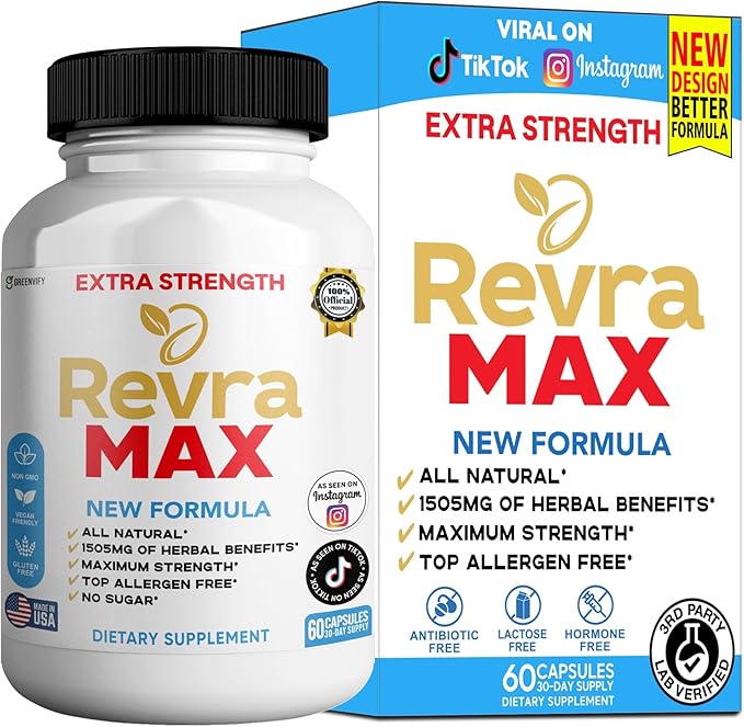 Revira MAX Organic Maca Root Supplement Black Red Yellow Maca with Black Pepper 60 Capsules 30-Day Supply (1)