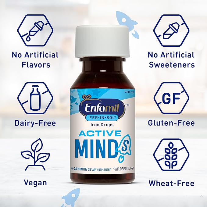 Enfamil Fer-in-Sol Iron Supplement Drops for Infants 50 mL Dropper Bottle (Pack of 2)