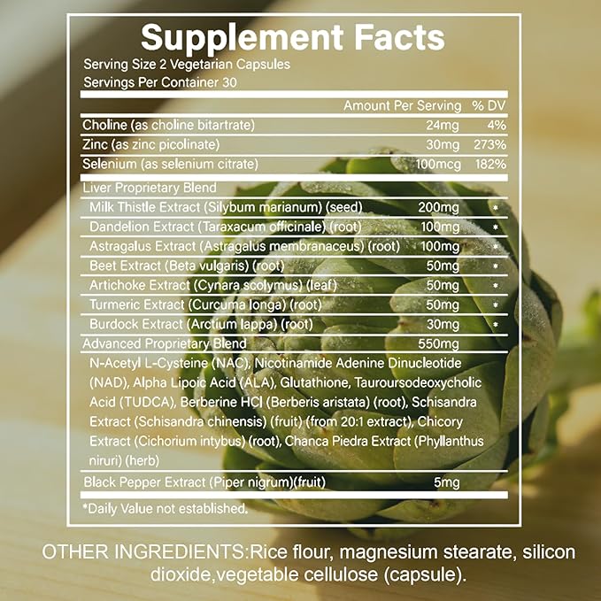Liver Detox Capsules - 20-in-1 Herbal Supplement with Milk Thistle Turmeric Artichoke &amp Dandelion Root for Liver Cleanse Fatty Liver Support &amp Digestive Balance Vegan Formula 60 Capsules