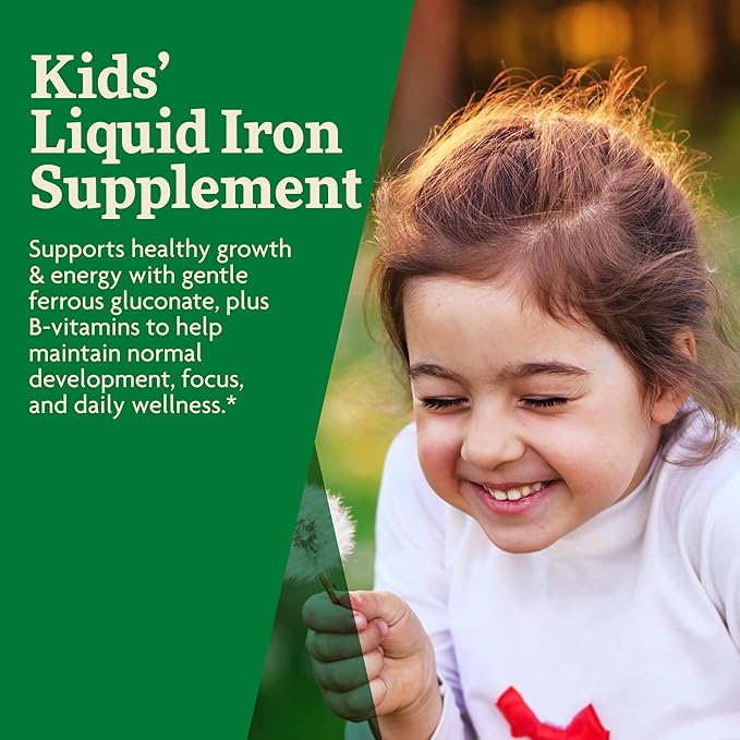 Salus Floradix Iron Kids - Liquid Iron &amp Vitamin Formula - Children's Supplement with C &amp B Vitamins - Vegan - Raspberry-Vanilla Flavor - 8.5 fl oz