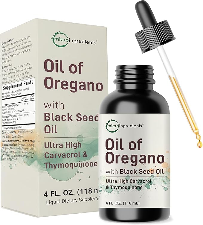 Micro Ingredients Vitamin D3 10000IU + K2 MK-7 200mcg Softgels &amp Oil of Oregano with Black Seed Drops | Bundle | D &amp K Sunshine Vitamins + Coconut Oil | Ultra High Thymoquinone + Carvacrol