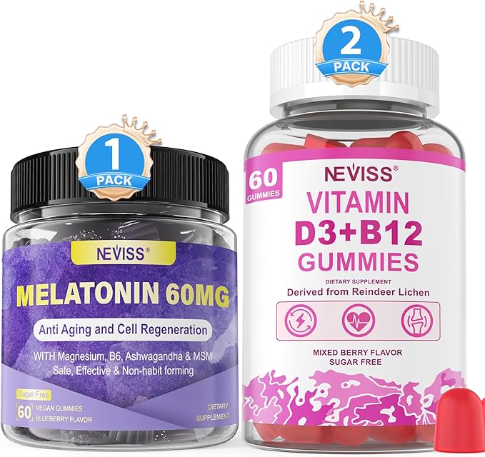 NEVISS Melatonin Vitamin D3 + Vitamin B12 Gummies