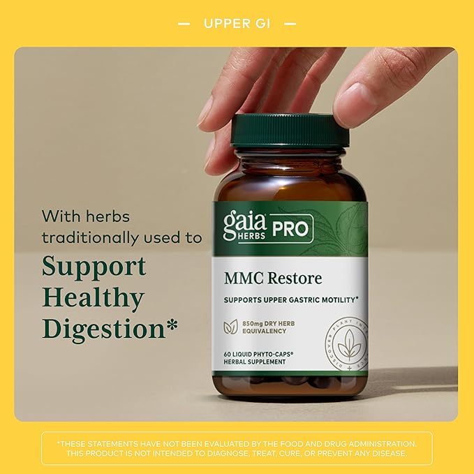 GAIA HERBS PRO MMC Restore - Digestive Health Supplement for Upper Gastric Motility - Contains Fennel Seed Turmeric Root Gentian Root &amp Magnolia Bark - 60 Liquid Phyto-Caps (60 Servings)