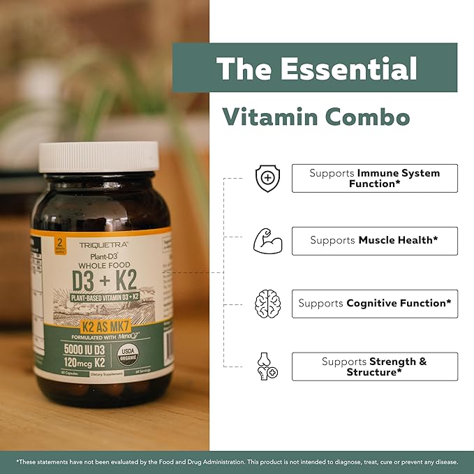 Magnesium (60 ct) Plant D3 5000 IU + K2 MK-7 (60 ct) &amp Whole-Food Vitamin C (90 servings) Bundle | Vegan Supplements for Energy Muscle &amp Immune Support | USDA Organic Non-GMO Gluten-Free