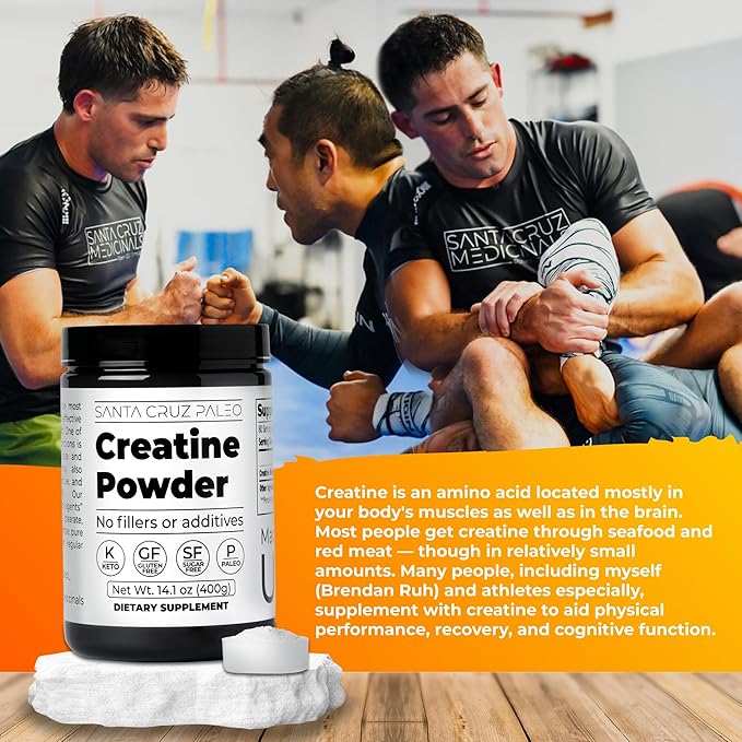 Santa Cruz Paleo Creatine Monohydrate Powder Micronized Unflavored Pre Workout and Muscle Support Supplement Gluten Free Keto Mix with Water or Shakes No Fillers or Additives 80 Servings 400g